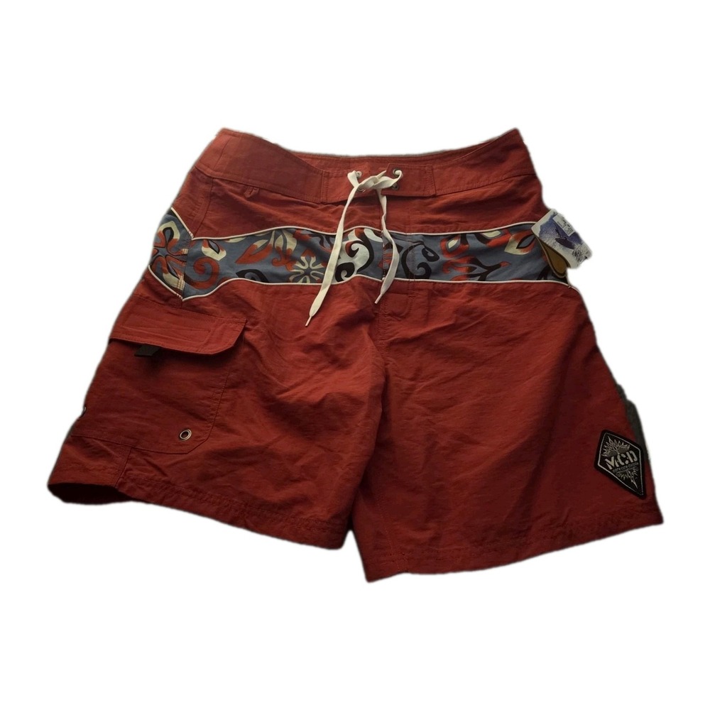 MCD Hardware Men's Board Shorts Swim Trunks Red Floral‎ Surf Beach Size 31 NWT